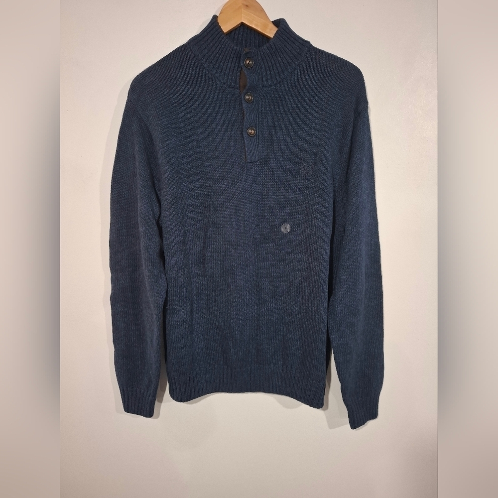 Chaps Men's L Sweater With Elbow Patches Blue. 100% Cotton NWT